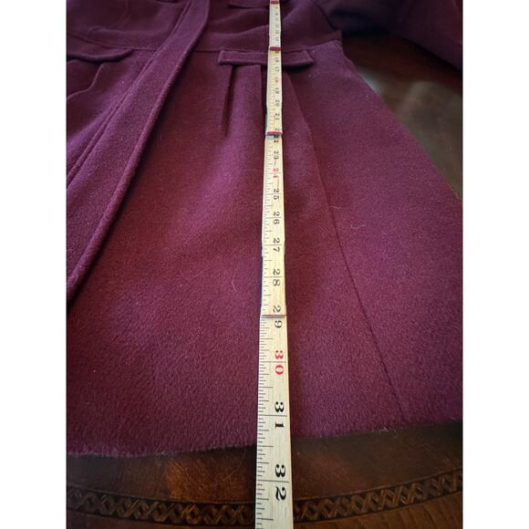 Ann Taylor Loft Burgundy Wool Mid Length Winter Car Coat Size Medium Pockets Zip - Picture 6 of 9